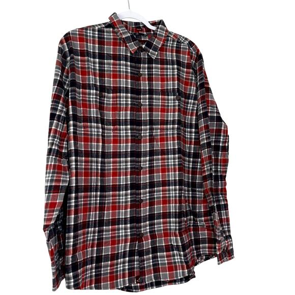 Alesbury Long Sleeve Flannel Button Up Shirt Red Gray Plaid NWT Men Size Large - Picture 2 of 9